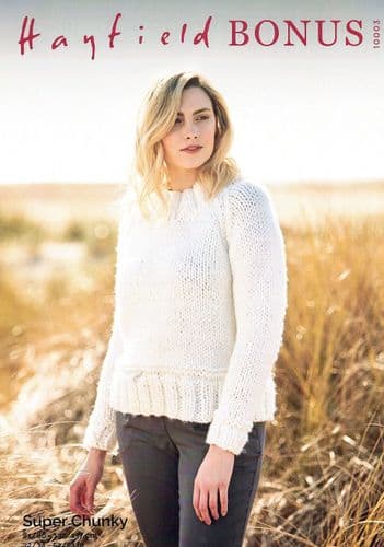 Hayfield Ladies Sweater Knitting Pattern in Bonus Super Chunky (10003)