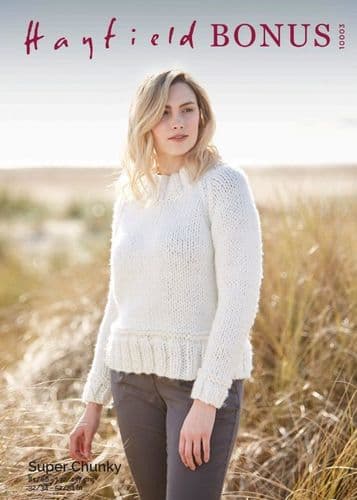 Hayfield Ladies Sweater Knitting Pattern in Bonus Super Chunky - 10003 PDF DOWNLOAD