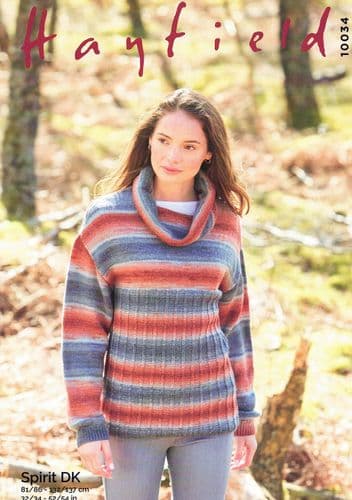 Hayfield Ladies Sweater Knitting Pattern in Spirit DK (10034)