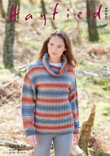 Hayfield Ladies Sweater Knitting Pattern in Spirit DK - 10034 PDF DOWNLOAD