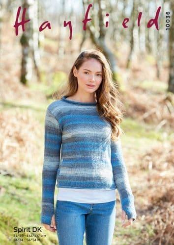 Hayfield Ladies Sweater Knitting Pattern in Spirit DK - 10036 PDF DOWNLOAD