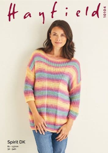 Hayfield Ladies Sweater Knitting Pattern in Spirit DK - 10104 PDF DOWNLOAD