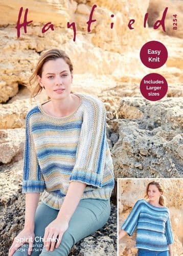 Hayfield Ladies Sweaters Knitting Pattern in Spirit Chunky - 8254 PDF DOWNLOAD