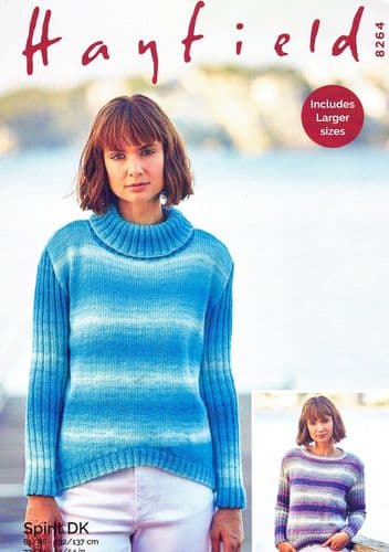 Hayfield Ladies Sweaters Knitting Pattern in Spirit DK (8264)