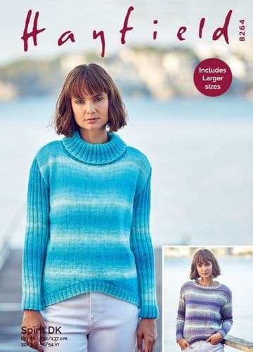 Hayfield Ladies Sweaters Knitting Pattern in Spirit DK - 8264 PDF DOWNLOAD