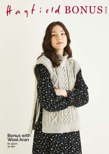 Hayfield Ladies Tabard Knitting Pattern in Bonus Aran - 10319 PDF DOWNLOAD