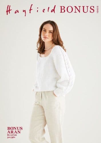 Hayfield Ladies Top Knitting Pattern in Bonus Aran (10605)