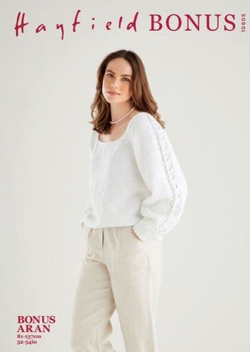 Hayfield Ladies Top Knitting Pattern in Bonus Aran - 10605 PDF DOWNLOAD