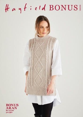 Hayfield Ladies Tunic Knitting Pattern in Bonus Aran (10608)
