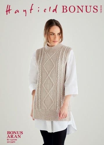 Hayfield Ladies Tunic Knitting Pattern in Bonus Aran - 10608 PDF DOWNLOAD