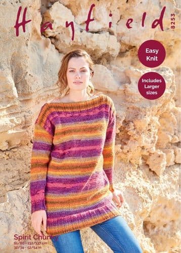 Hayfield Ladies Tunic Sweater Knitting Pattern in Spirit Chunky - 8253 PDF DOWNLOAD