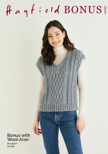 Hayfield Ladies Vest Knitting Pattern in Bonus Aran - 10320 PDF DOWNLOAD