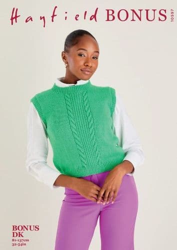 Hayfield Ladies Vest Knitting Pattern in Bonus DK - 10597 PDF DOWNLOAD