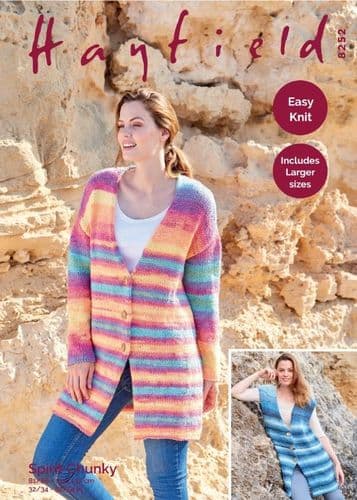 Hayfield Ladies Waistcoat & Jacket Knitting Pattern in Spirit Chunky - 8252 PDF DOWNLOAD