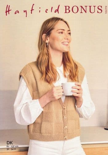 Hayfield Ladies Waistcoats Knitting Pattern in Bonus DK (10270)