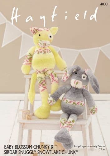 Hayfield Rabbit & Cat Toy Knitting Pattern in Blossom Chunky - 4833 PDF DOWNLOAD