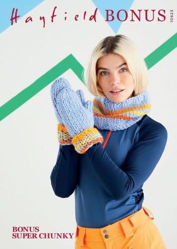 Hayfield Snood & Mittens Knitting Pattern in Bonus Super Chunky - 10623 PDF DOWNLOAD