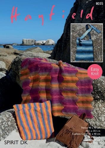Hayfield Throw, Cushion & Bag Knitting Pattern in Spirit DK - 8035 PDF DOWNLOAD