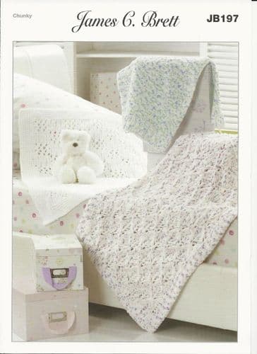James C Brett Babies Blankets Flutterby Chunky Knitting Pattern (JB197)