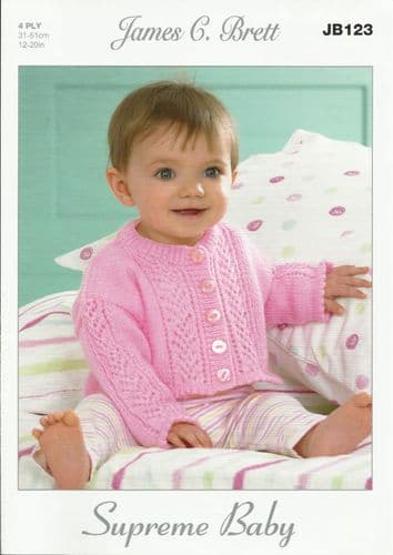 James C Brett Babies Cardigans 4Ply Knitting Pattern (JB123)