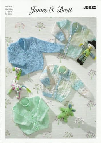 James C Brett Babies Cardigans Baby DK Knitting Pattern (JB025)