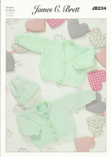 James C Brett Babies Cardigans & Hat Baby DK Knitting Pattern (JB234)