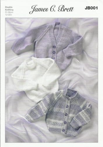 James C Brett Babies Cardigans & Sweater DK Knitting Pattern (JB001)