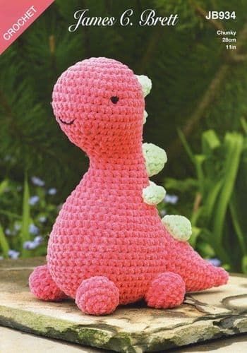 James C Brett Barney Brettosaurus Toy Crochet Pattern in Flutterby Chunky (JB934)