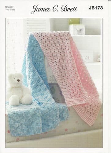 James C Brett Blankets Flutterby Chunky Knitting Pattern (JB173)