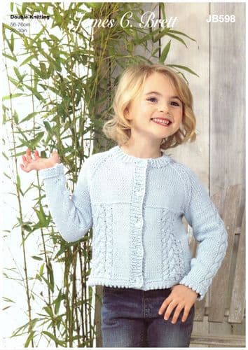 James C Brett Childrens Cardigan Knitting Pattern in Cotton DK (JB598)