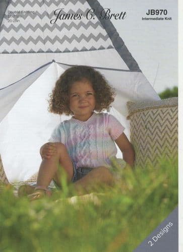 James C Brett Childrens Slipover and  Sweater Knitting Pattern in Baby Marble DK (970)