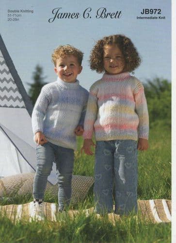 James C Brett Childrens Sweater Knitting Pattern in Baby Marble DK (972)