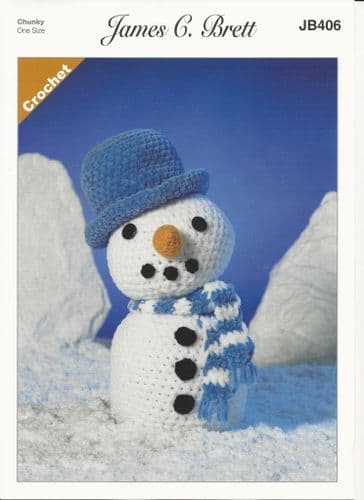 James C Brett Frosty the Snowman Crochet Pattern in Flutterby Chunky (JB406)