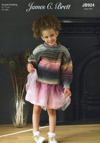 James C Brett Girls Sweater Knitting Pattern in Emotions DK (JB924)