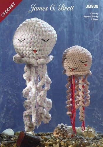 James C Brett Jellyfish Toys Crochet Pattern in Flutterby Chunky & Huggable Super Chunky (JB938)