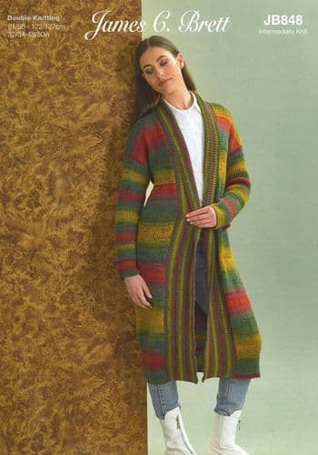 James C Brett Ladies Cardigan Knitting Pattern in Aurora DK (848)