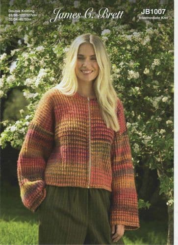 James C Brett Ladies Cardigan Knitting Pattern in Emotions DK (1007)