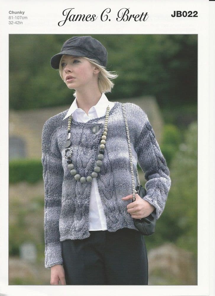 James C Brett Ladies Cardigan Knitting Pattern in Marble Chunky JB022