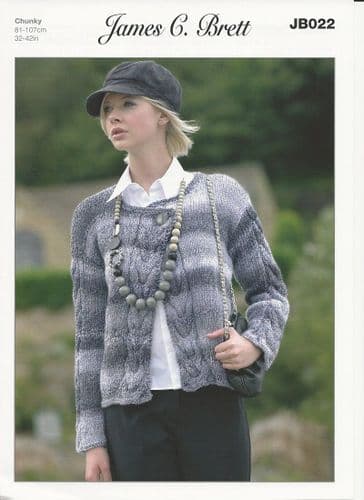 James C Brett Ladies Cardigan Knitting Pattern in Marble Chunky (JB022)