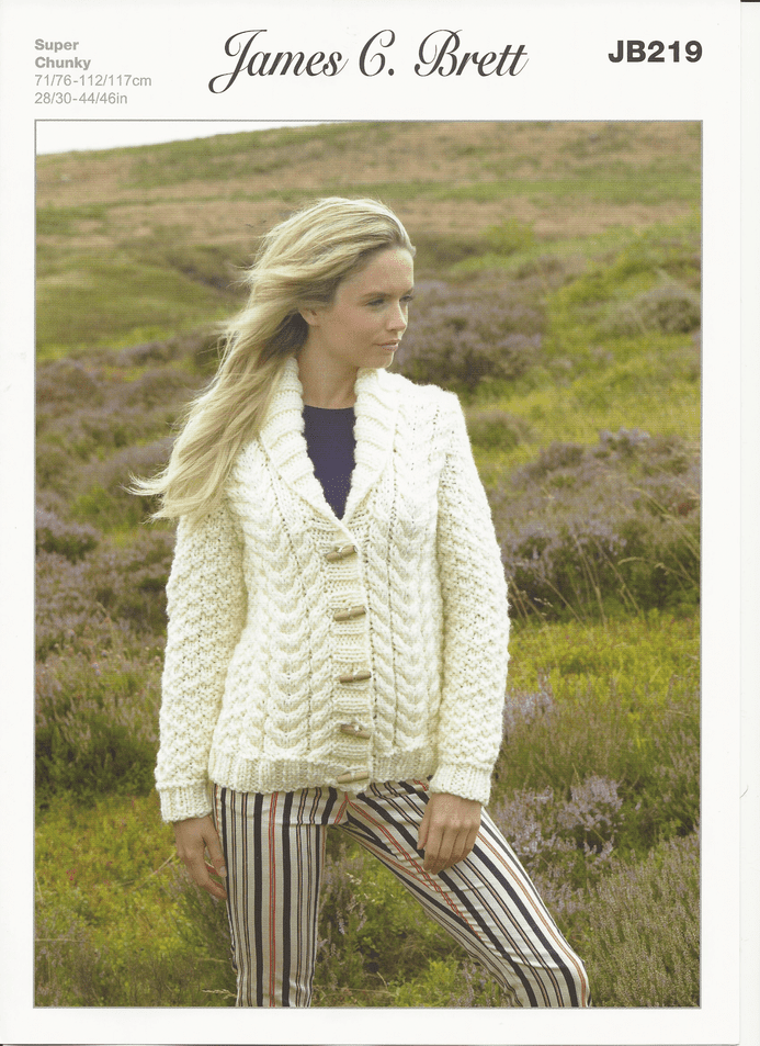 James C Brett Ladies Jacket Super Chunky Knitting Pattern JB219