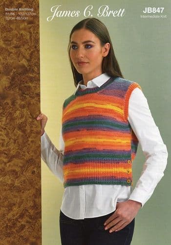 James C Brett Ladies Slipover Knitting Pattern in Aurora DK (847)