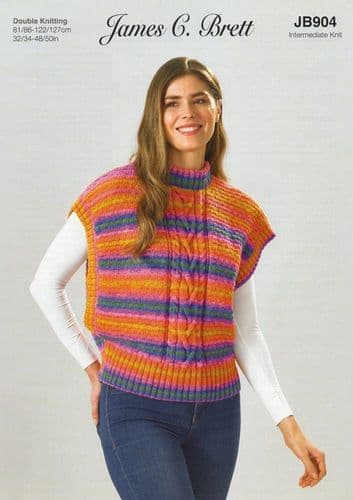 James C Brett Ladies Slipover Knitting Pattern in Aurora DK (JB904)