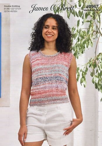 James C Brett Ladies Slipover Knitting Pattern in Cotton Waves DK (967)