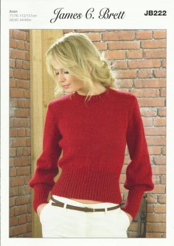 James C Brett Ladies Sweater Aran Knitting Pattern (JB222)