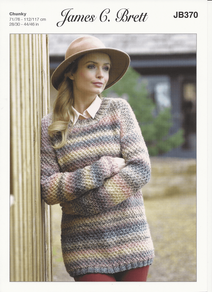 James C Brett Ladies Sweater Knitting Pattern in Marble Chunky JB370
