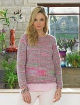 James C Brett Ladies Sweater Knitting Pattern in Stonewash DK (JB416)