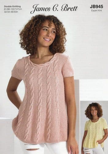 James C Brett Ladies Sweaters Knitting Pattern in It's Pure Cotton DK (945)