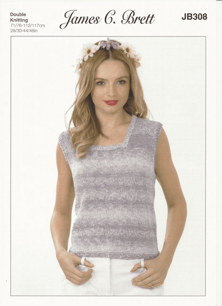 James C Brett Ladies Top in Cotton On Denim DK Knitting Pattern JB308