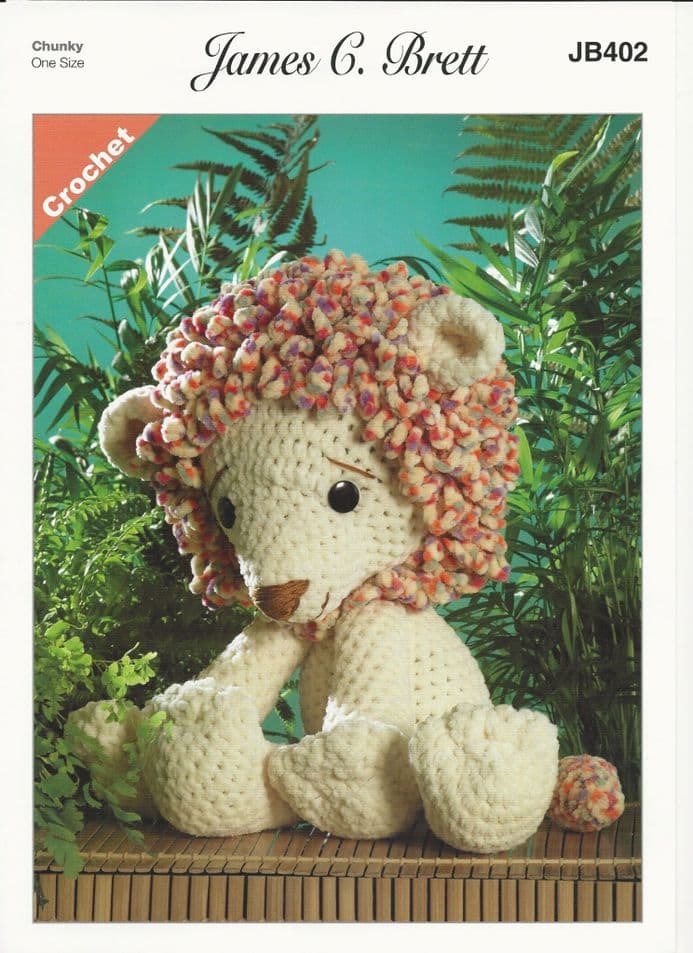 James C Brett Rory the Lion Toy Crochet Pattern in Flutterby Chunky JB402