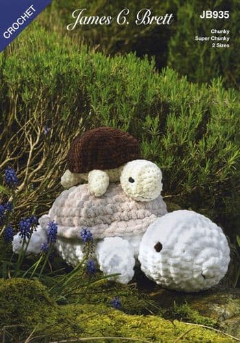 James C Brett Tortoise Toys Crochet Pattern in Flutterby Chunky & Huggable Super Chunky(JB935)